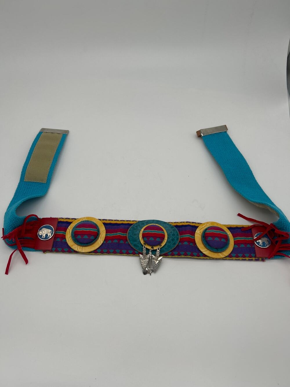J. Yves-Elliott Southwestern Stretch Concho Belt Boho Western Turquoise 35”